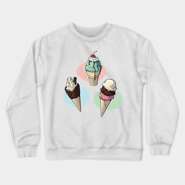 Ice Cream Trio Crewneck Sweatshirt by Abbilaura